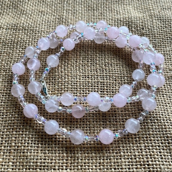 Rose quartz crystal spacers 8mm Necklace Handmade Amazing unique Rare - Picture 7 of 7